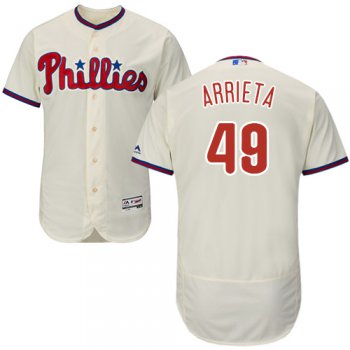 Philadelphia Phillies #49 Jake Arrieta Cream Flexbase Authentic Collection Stitched MLB Jersey