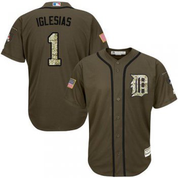 Detroit Tigers #1 Jose Iglesias Green Salute to Service Stitched MLB Jersey