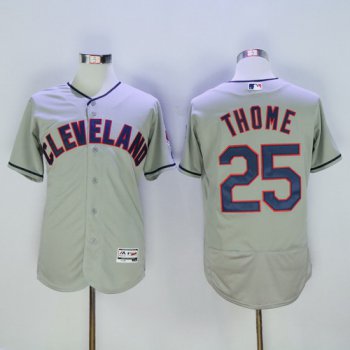 Men's Cleveland Indians #25 Jim Thome Gray Road 2016 Flexbase Majestic Baseball Jersey