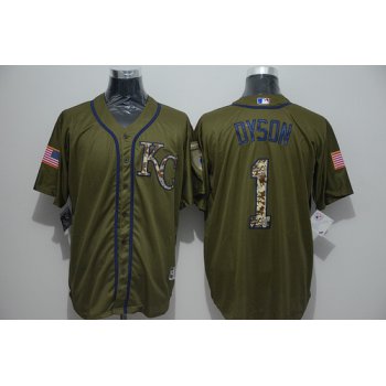 Men's Kansas City Royals #1 Jarrod Dyson Green Salute to Service Majestic Baseball Jersey