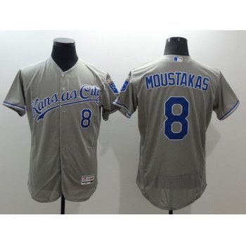 Men's Kansas City Royals #8 Mike Moustakas Gray Road 2016 Flexbase Majestic Baseball Jersey