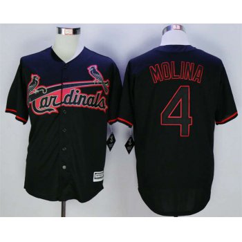 Men's St. Louis Cardinals #4 Yadier Molina Black New Cool Base Jersey