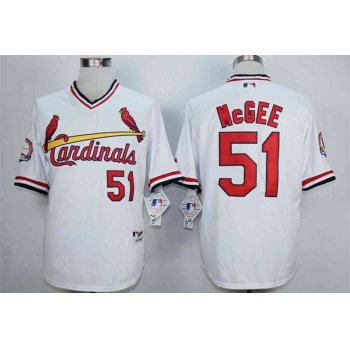 Men's St. Louis Cardinals #51 Willie McGee White 1982 Turn Back The Clock Jersey