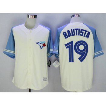 Men's Toronto Blue Jays #19 Jose Bautista Cream New Cool Base Jersey