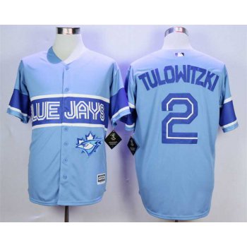 Men's Toronto Blue Jays #2 Troy Tulowitzki-Light Blue New Cool Base Jersey