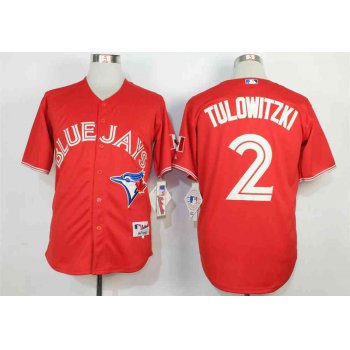 Men's Toronto Blue Jays #2 Troy Tulowitzki Red Canada Day Cool Base Jersey