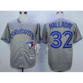 Men's Toronto Blue Jays #32 Roy Halladay Grey Cool Base Jersey