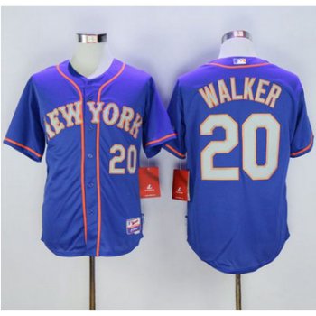 Mets #20 Neil Walker Blue(Grey NO.) Alternate Road Cool Base Stitched MLB Jersey