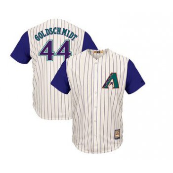 Men's Arizona Diamondbacks#44 Paul Goldschmidt Majestic CreamPurple Cooperstown Collection Cool Base Player Jersey