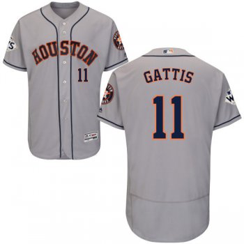 Men's Houston Astros #11 Evan Gattis Grey Flexbase Authentic Collection 2017 World Series Bound Stitched MLB Jersey