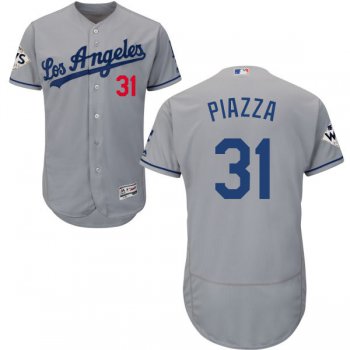 Men's Los Angeles Dodgers #31 Mike Piazza Grey Flexbase Authentic Collection 2017 World Series Bound Stitched MLB Jersey