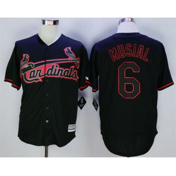 Men's St. Louis Cardinals #6 Stan Musial Black New Cool Base Jersey