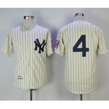 Mitchell And Ness 1939 New York Yankees #4 Lou Gehrig Cream Throwback Stitched MLB Jersey