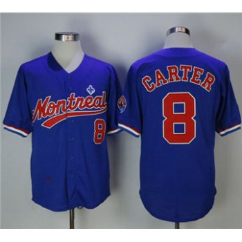 Mitchell And Ness BP Expos #8 Gary Carter Blue Throwback Stitched MLB Jersey