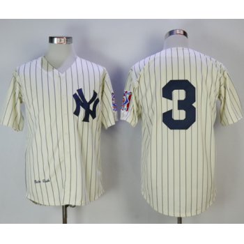 Mitchell And Ness New York Yankees #3 Babe Ruth Cream Throwback Stitched MLB Jersey