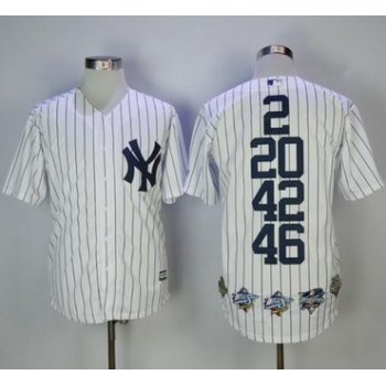 New York Yankees #2 #20 #42 #46 White Strip World Series Champions Stitched Jersey