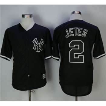 New York Yankees #2 Derek Jeter Black Fashion Stitched MLB Jersey