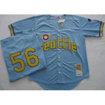 Seattle Pilots #56 Jim Bouton 1969 Light Blue Throwback Jersey