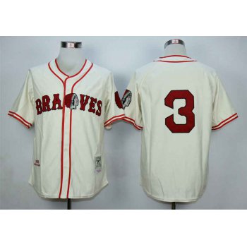 Men's Atlanta Braves #3 Babe Ruth Cream 1935 Throwback Jersey