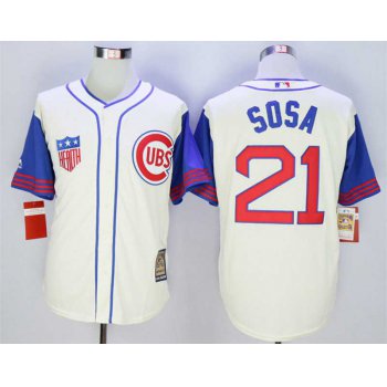 Men's Chicago Cubs #21 Sammy Sosa Cream 1942 Turn Back The Clock Jersey