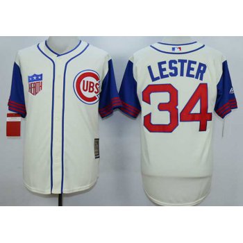 Men's Chicago Cubs #34 Jon Lester Cream 1942 Turn Back The Clock Jersey