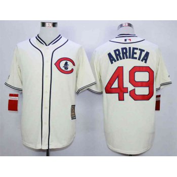 Men's Chicago Cubs #49 Jake Arrieta Cream 1929 Turn Back The Clock Jersey