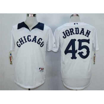 Men's Chicago White Sox #45 Michael Jordan White 1976 Turn Back The Clock Jersey