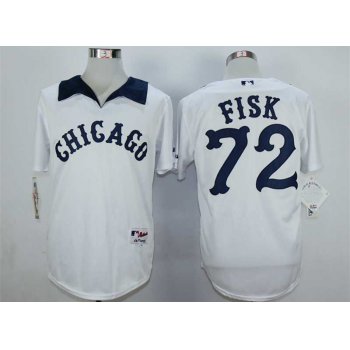 Men's Chicago White Sox #72 Carlton Fisk White 1976 Turn Back The Clock Jersey