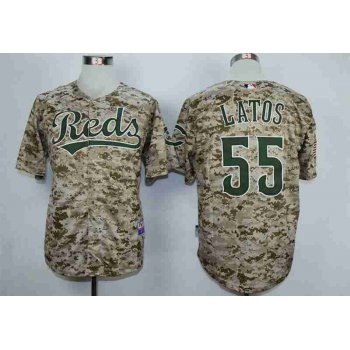 Men's Cincinnati Reds #55 Mat Latos Camo Cool Base Jersey