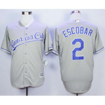 Men's Kansas City Royals #2 Alcides Escobar Grey New Cool Base Jersey