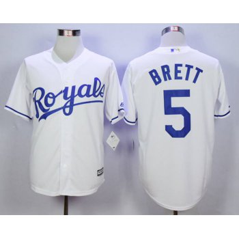 Men's Kansas City Royals #5 George Brett White New Cool Base Jersey