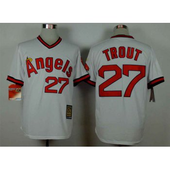 Men's LA Angels Of Anaheim #27 Mike Trout White 1980 Turn Back The Clock Jersey