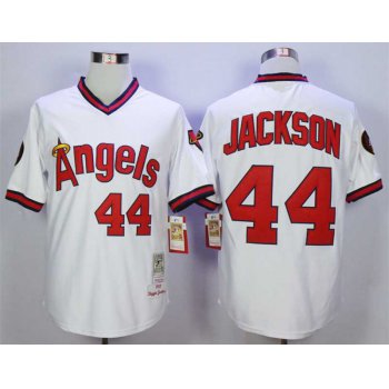 Men's LA Angels Of Anaheim #44 Reggie Jackson White 1982 Throwback Jersey