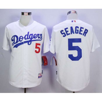 Men's Los Angeles Dodgers #5 Corey Seager White Cool Base Jersey