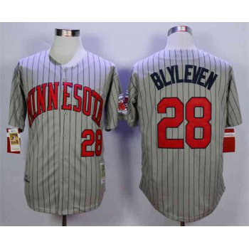 Men's Minnesota Twins #28 Bert Blyleven Grey 1987 Throwback Jersey