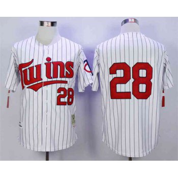 Men's Minnesota Twins #28 Bert Blyleven White 1991 Throwback Jersey