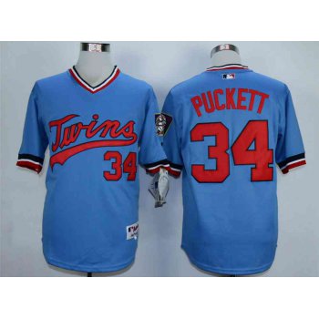 Men's Minnesota Twins #34 Kirby Puckett Blue Cooperstown Jersey