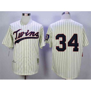 Men's Minnesota Twins #34 Kirby Puckett Cream 1969 Throwback Jersey