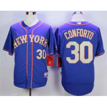 Men's New York Mets #30 Michael Conforto Blue Road Cool Base Jersey