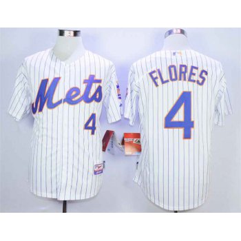 Men's New York Mets #4 Wilmer Flores White Cool Base Jersey