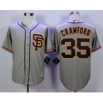 Men's San Francisco Giants #35 Brandon Crawford Grey New Cool Base SF Jersey