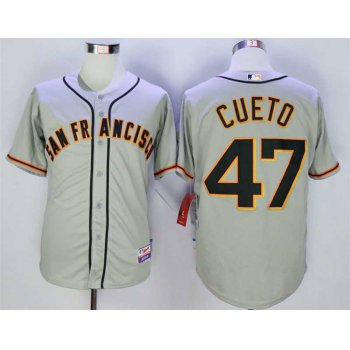 Men's San Francisco Giants #47 Johnny Cueto Grey Cool Base Jersey