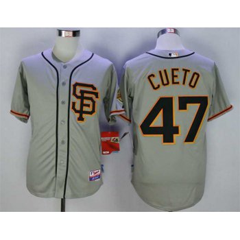 Men's San Francisco Giants #47 Johnny Cueto Grey Road 2 Cool Base Jersey