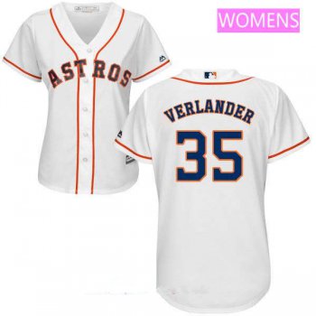 Women's Houston Astros #35 Justin Verlander White Home Stitched MLB Majestic Cool Base Jersey