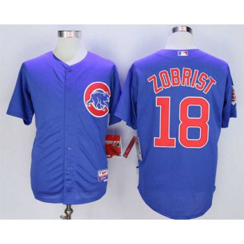 Men's Chicago Cubs #18 Ben Zobrist Blue Cool Base Jersey