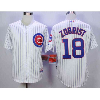 Men's Chicago Cubs #18 Ben Zobrist White Cool Base Jersey