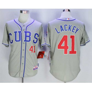 Men's Chicago Cubs #41 John Lackey Grey Cool Base Jersey