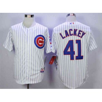 Men's Chicago Cubs #41 John Lackey White Cool Base Jersey