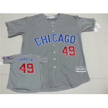 Men's Chicago Cubs #49 Jake Arrieta Gray Road 2015 MLB Cool Base Jersey