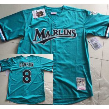 Men's Florida Marlins #8 Andre Dawson Mesh BP Teal Green Throwback Jersey